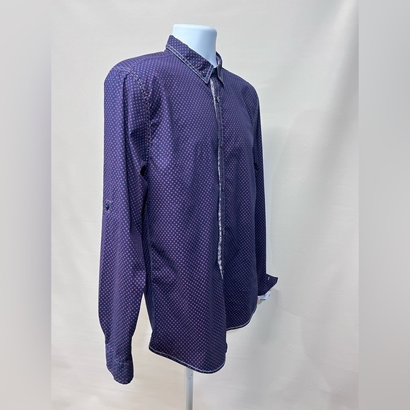 TRANQUILITY MAYHEM Men’s navy and pink print long sleeve shirt‎ size L. - Picture 8 of 14